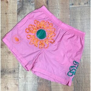 Nike Project Euphoria Pink Nylon Shorts Ribbon Floral Applique Womens Medium